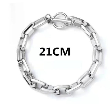 Titanium Steel Hip-hop Bracelet OT Buckle Punk Cuban Chain Bangle for Men's Women's Couple Anniversary Holiday Gift