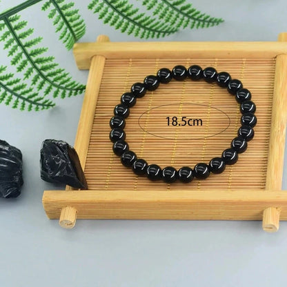 Stone for Men Natural-Stone Shiny Black Bracelet