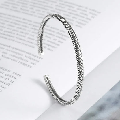 Silver Plated Twisted Twist Cuff Bracelet
