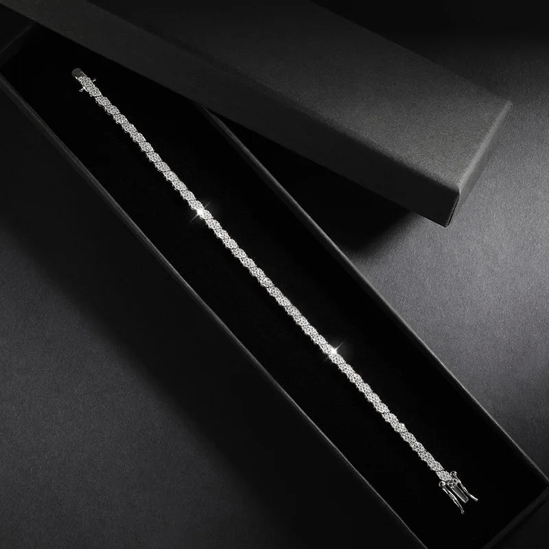 EWYA Full Moissanite Diamond Hook Link Chain Bracelet 1.2mm D Color For Woman Man S925 GRA Certified Couple Bracelets Bangle