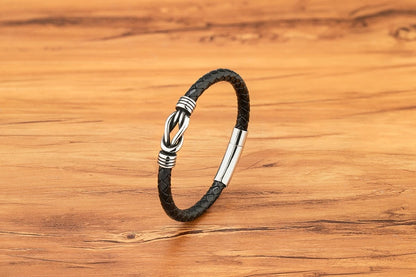 Leather Stainless Steel Irregular Bracelet
