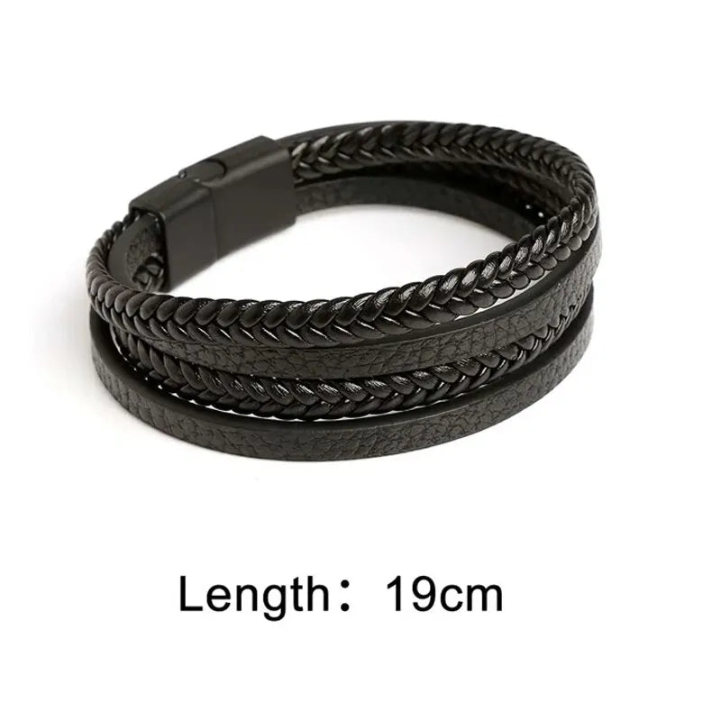 Men Stainless Steel Multilayer Braided Rope Bracelets