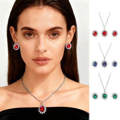 Luxury Women Zircon Necklace & Earrings Jewelry Set