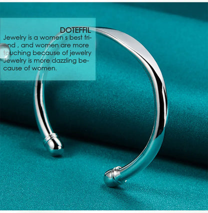 Sterling Silver Double Bead Cuff Bangle Bracelet