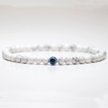 Natural 4mm Stone Beads Evil Eye Bracelet
