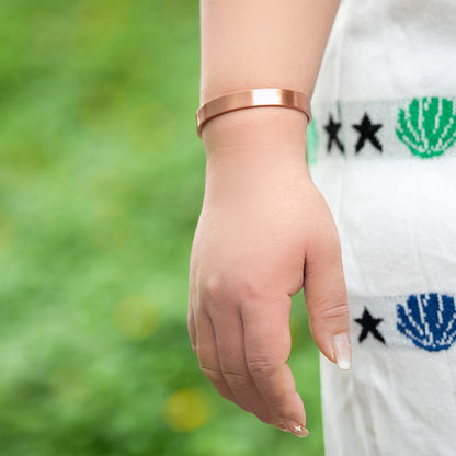 Vinterly Pure Copper Bracelets for Women Men Unisex 8mm Adjustable Open Cuff Bangles Female Resizable Jewelry Soft Metal Simple