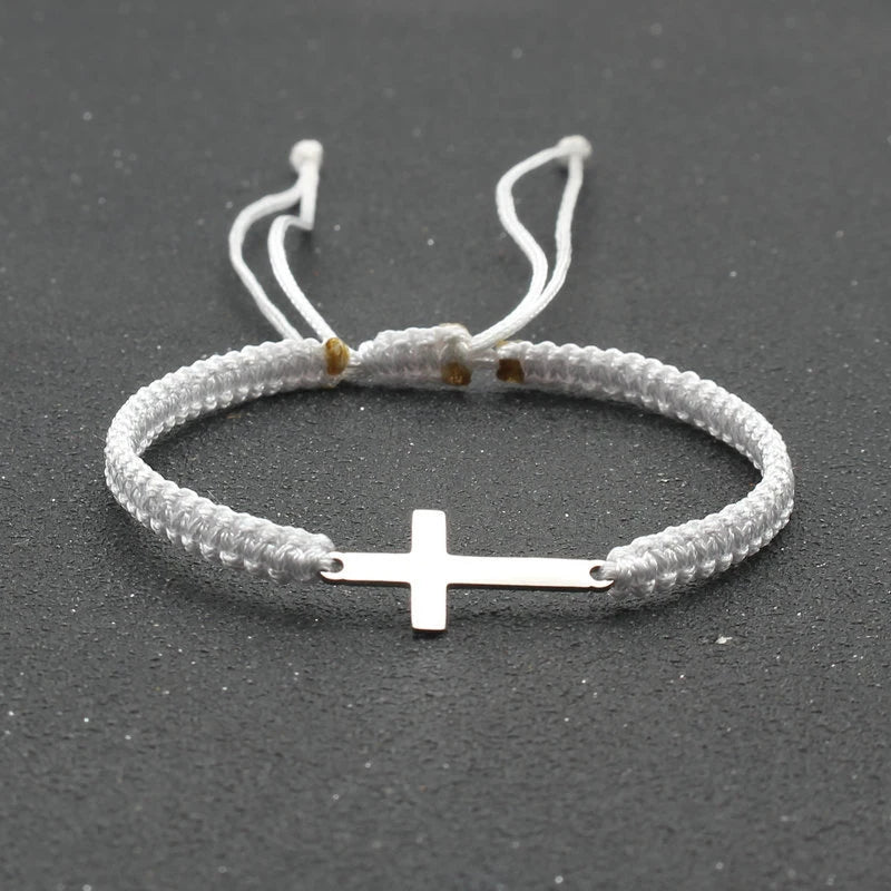 Creative Steel Cross Hand-woven Adjustable Bracelet
