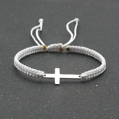 Creative Steel Cross Hand-woven Adjustable Bracelet