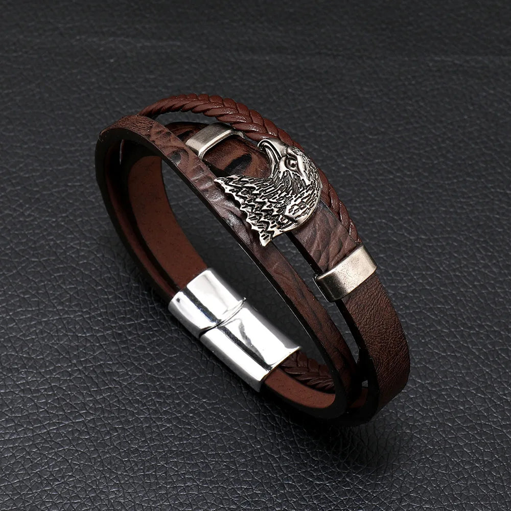 Fashion Trendy Men Leather Bracelets