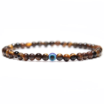 Natural 4mm Stone Beads Evil Eye Bracelet