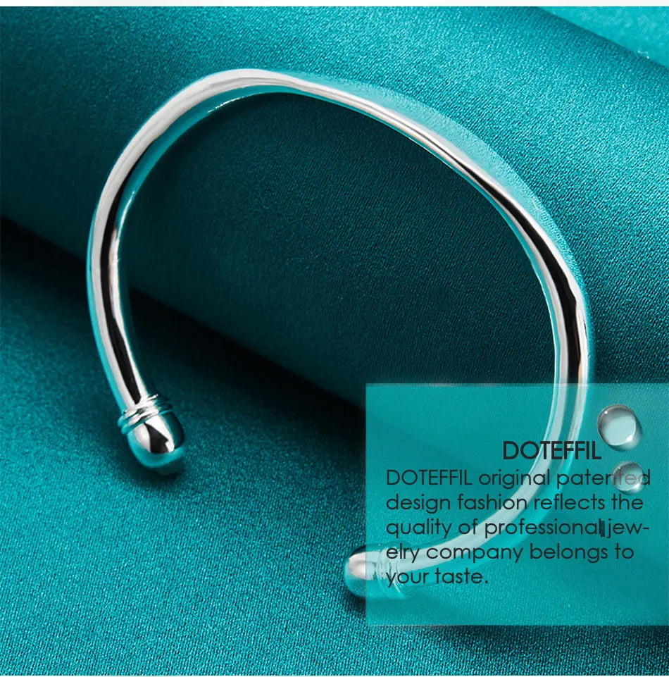 Sterling Silver Double Bead Cuff Bangle Bracelet