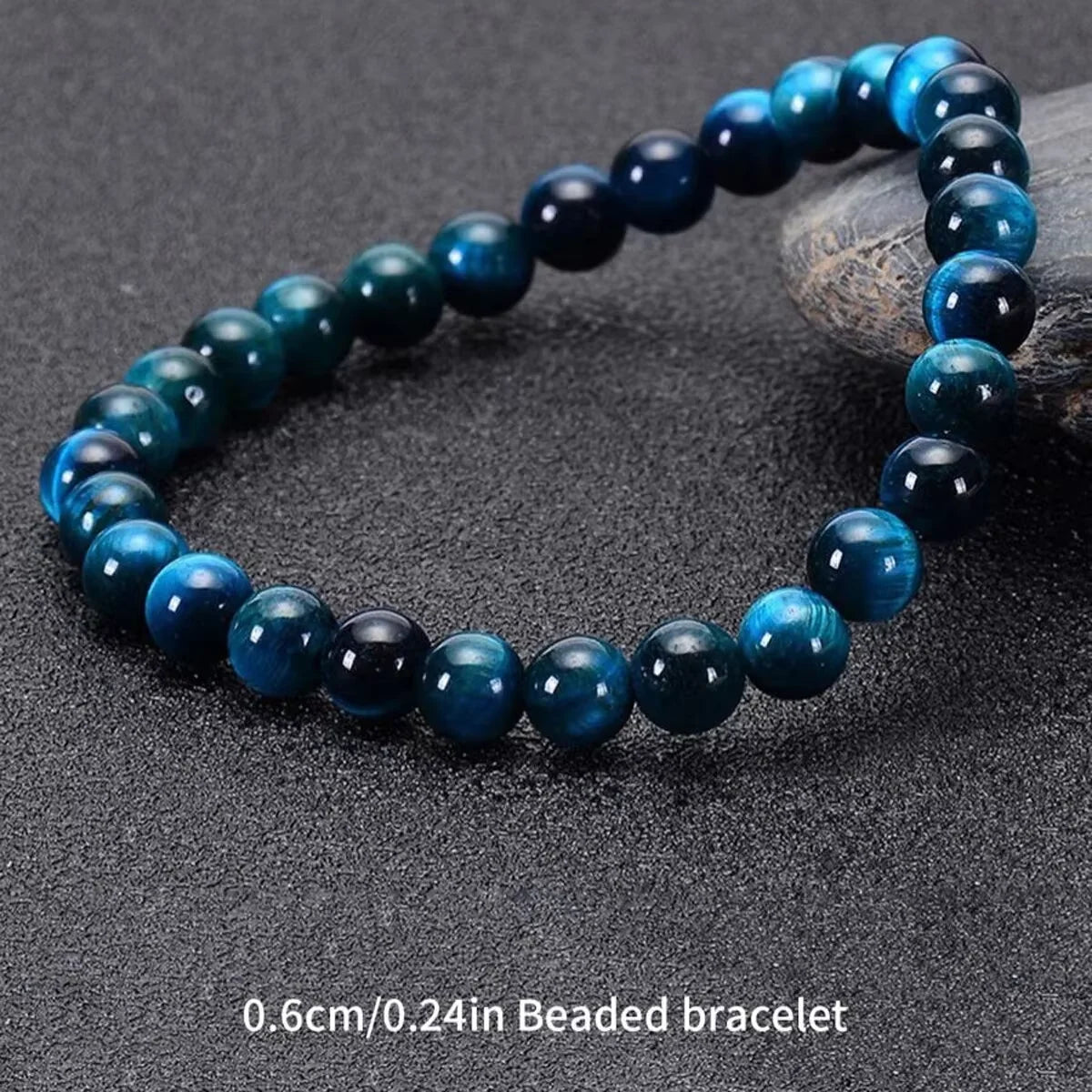 Minimalist Blue Tiger Eye Stone Beaded Bracelet
