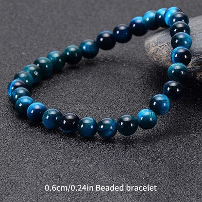 Minimalist Blue Tiger Eye Stone Beaded Bracelet