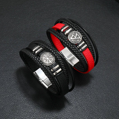 Fashion Trendy Men Leather Bracelets