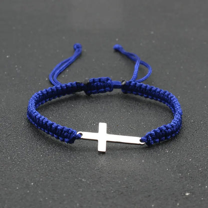 Cross Black White Braided Rope Couple Bracelets