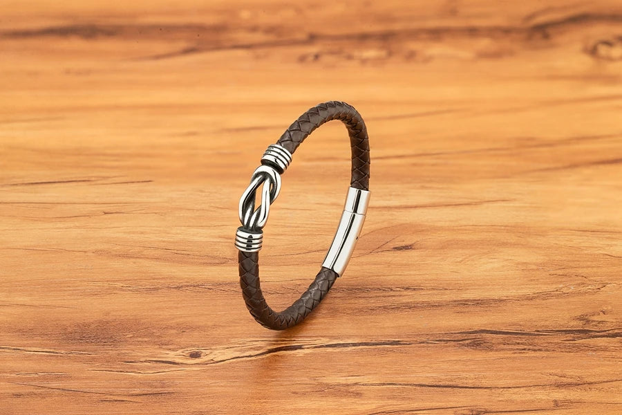 Leather Stainless Steel Irregular Bracelet