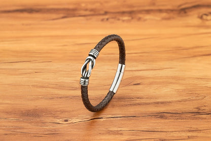 Leather Stainless Steel Irregular Bracelet