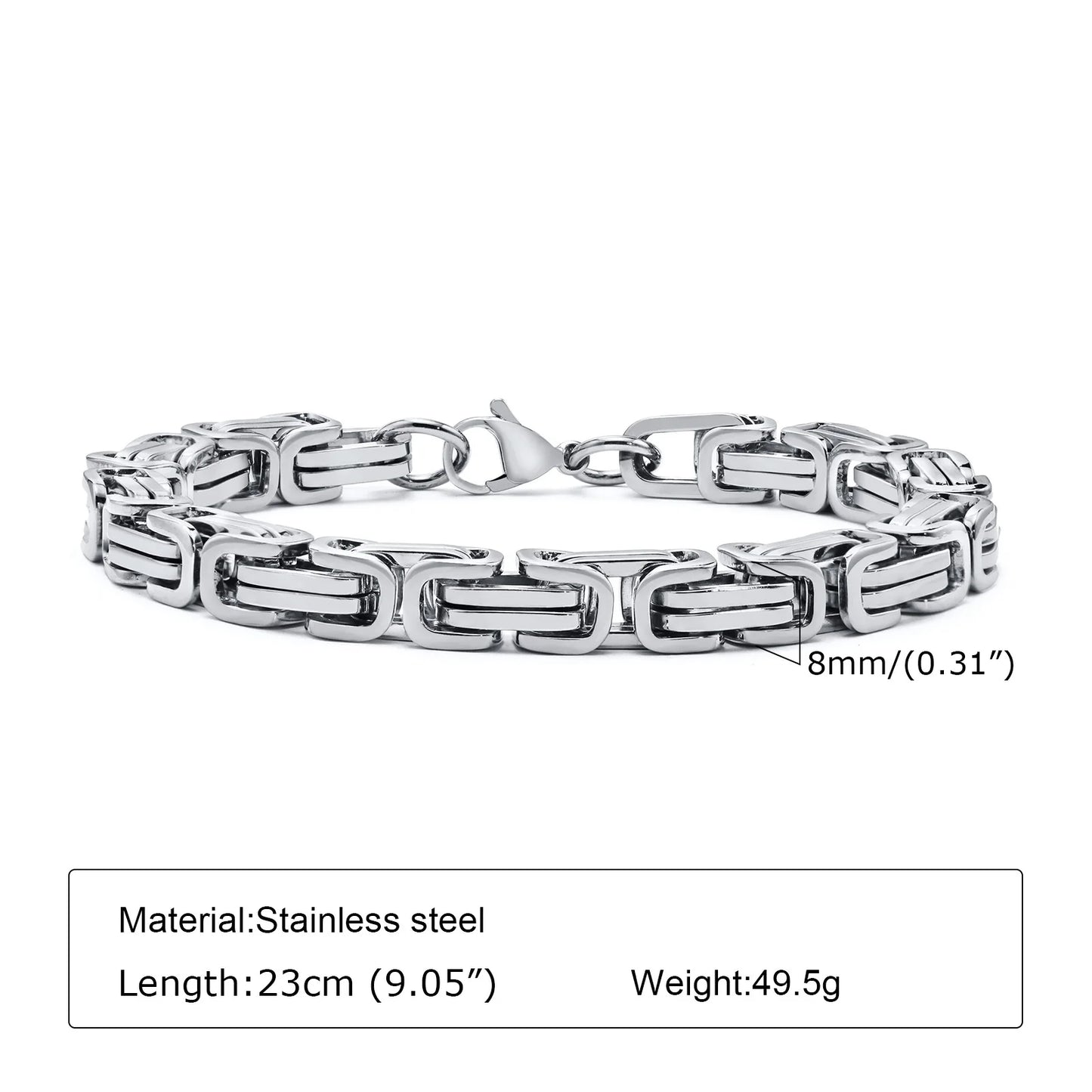 Men's Byzantine Chain Bracelet for Boys, 4/5/6/8MM Wide Stainless Steel Link Wristband,Gifts for Him