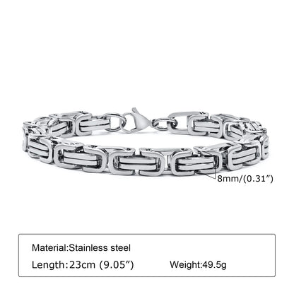 Men's Byzantine Chain Bracelet for Boys, 4/5/6/8MM Wide Stainless Steel Link Wristband,Gifts for Him
