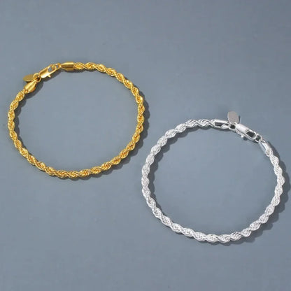 18k Gold Plated 925 Sterling Silver 4MM Chain Bracelets