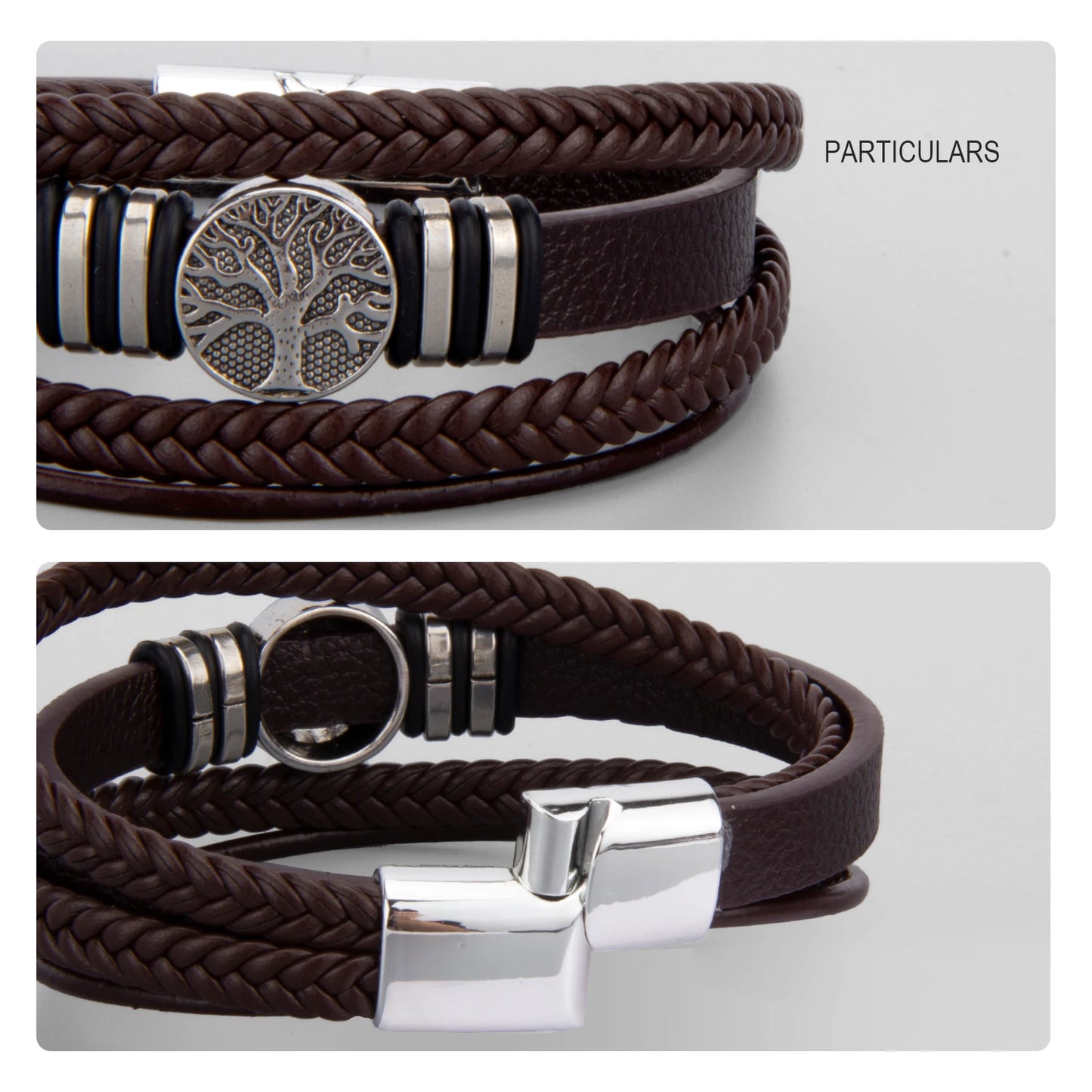 3 Color Woven Leather Multi-Layer Rope Men's Bracelet