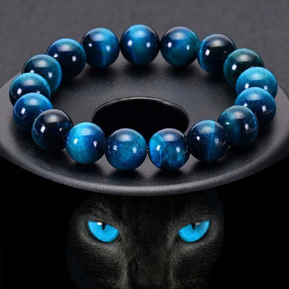 Minimalist Blue Tiger Eye Stone Beaded Bracelet