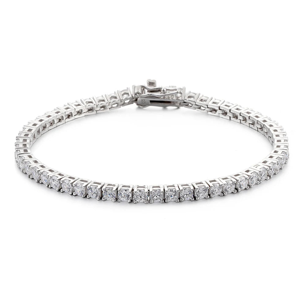 Tennis 925 Sterling Silver Plated Bracelet For Women