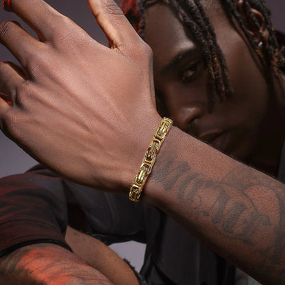 Men's Byzantine Chain Bracelet for Boys, 4/5/6/8MM Wide Stainless Steel Link Wristband,Gifts for Him