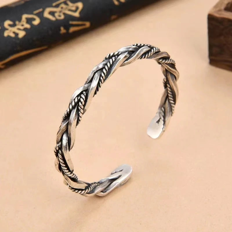 Silver Plated Twisted Twist Cuff Bracelet