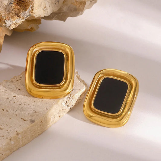 Square Earrings European And American Retro Atmosphere Light Luxury High Sense Of Personality Suitable For Daily Wear