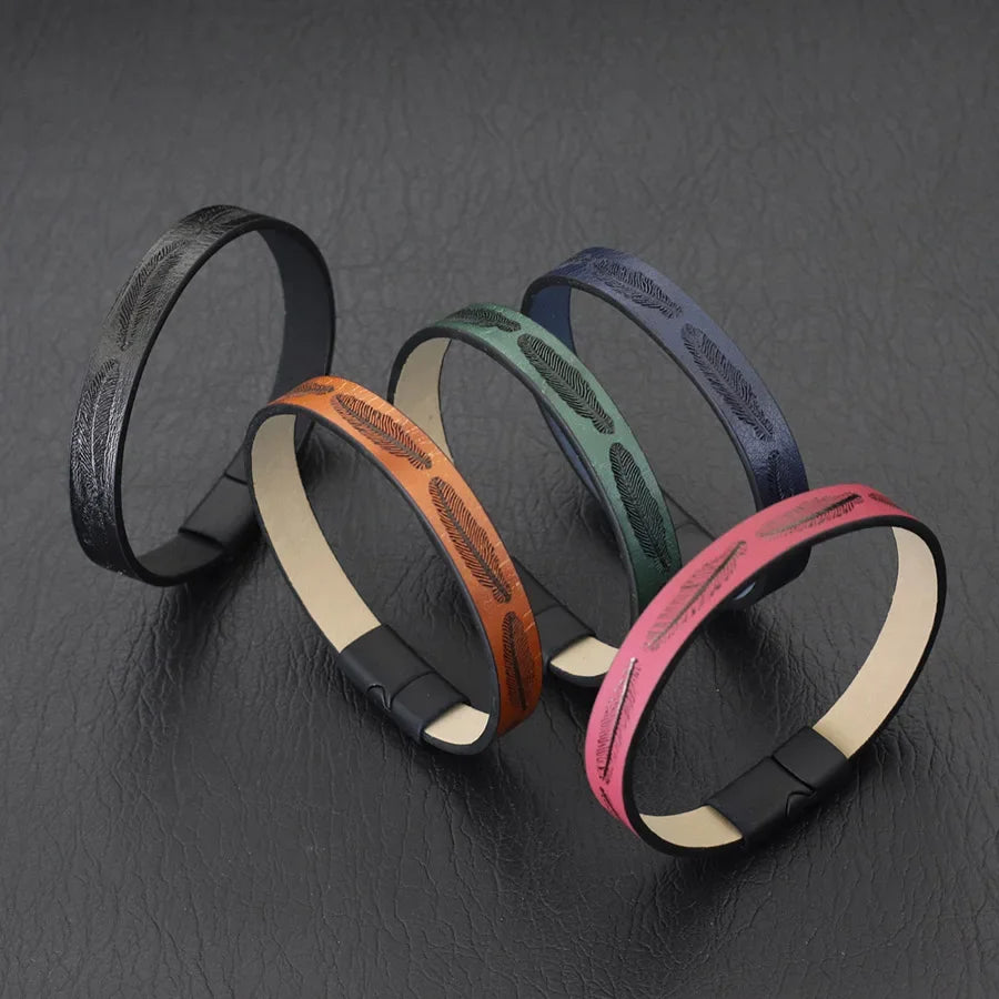 Bangle Detachable Magnet Buckle Leather Bracelet