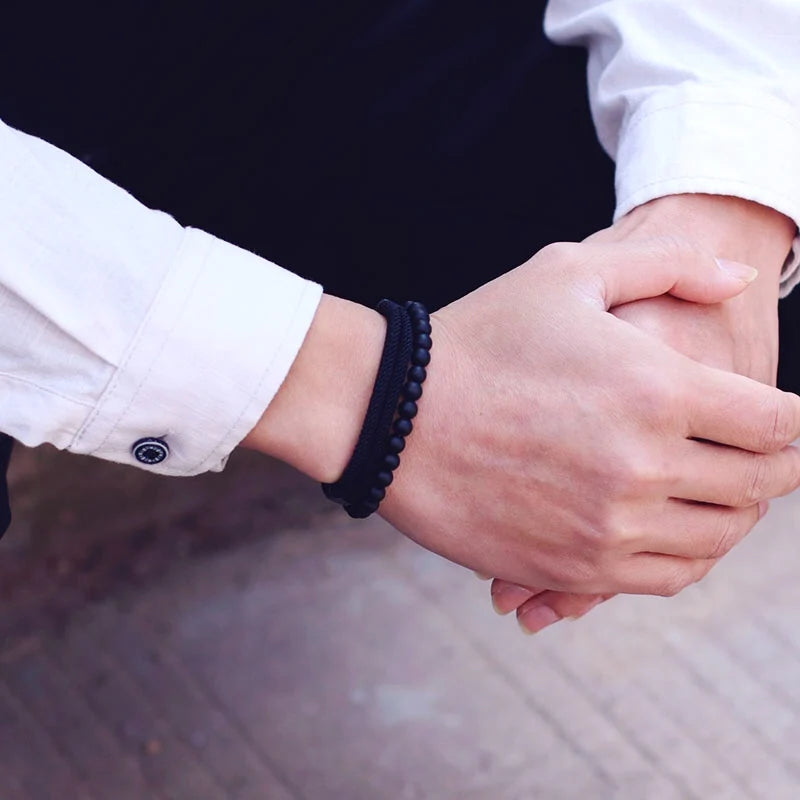 Fashion Mens 2pcs Sliding Adjustable Bracelet