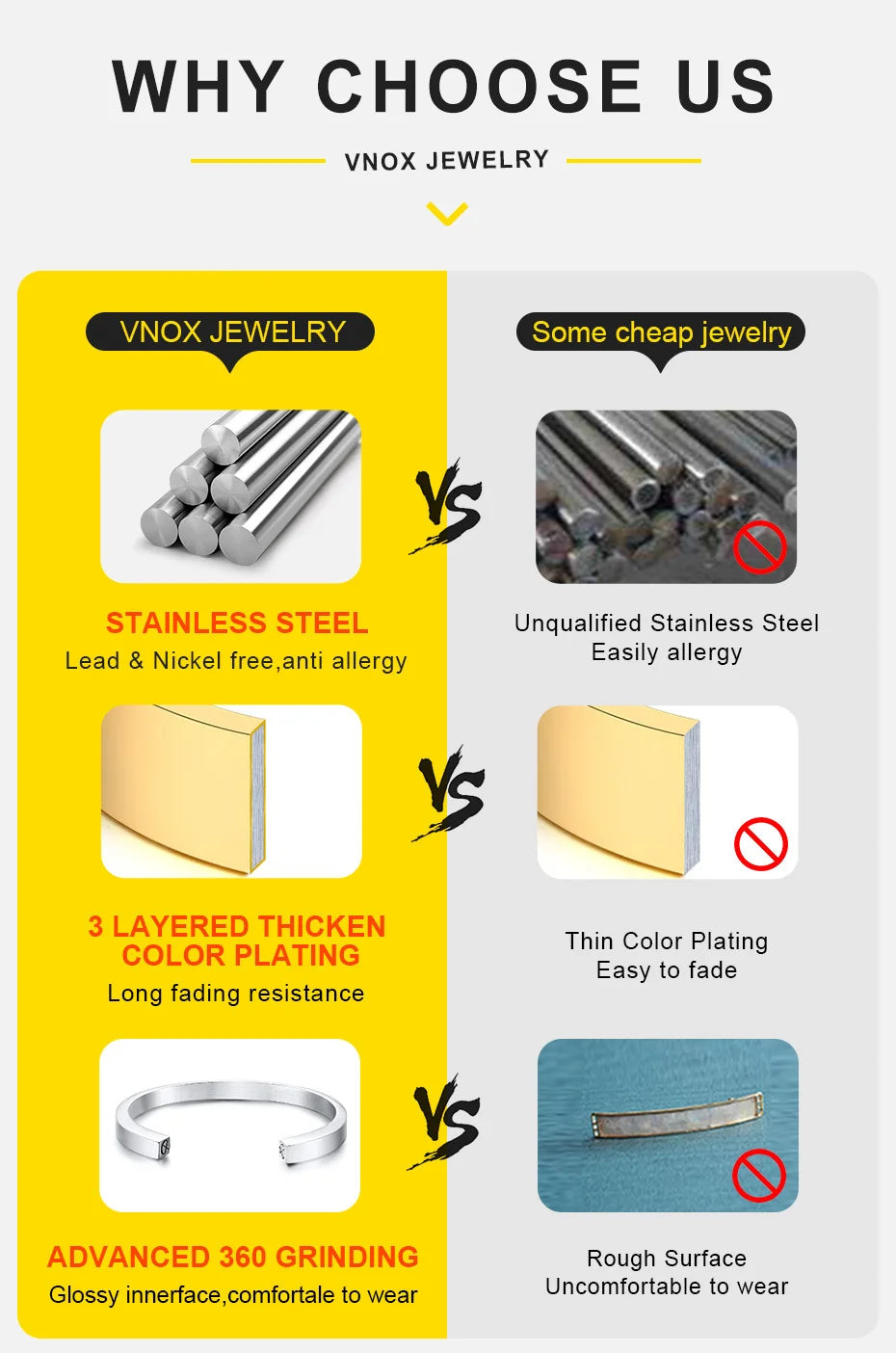 Vnox 11mm Watchband Shaped Chain Bracelet for Men Teens Boys,Strap Chain Bracelets, Black Silver Color Stainless Steel Wristband