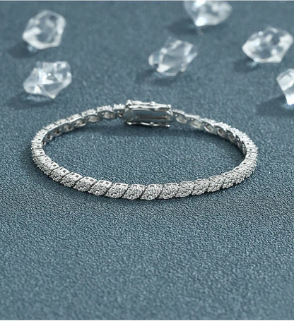 EWYA Full Moissanite Diamond Hook Link Chain Bracelet 1.2mm D Color For Woman Man S925 GRA Certified Couple Bracelets Bangle