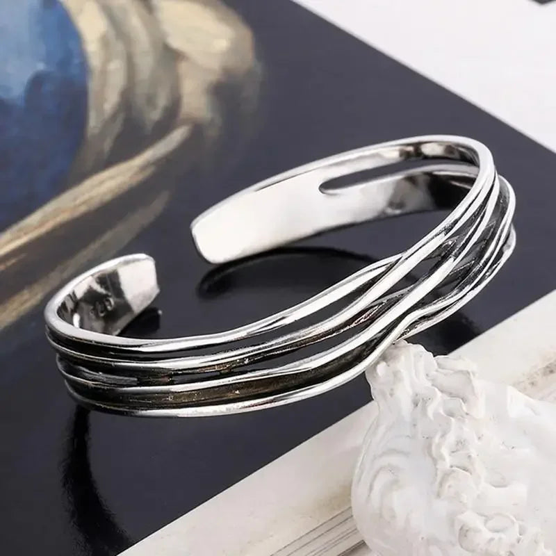 Silver Plated Twisted Twist Cuff Bracelet