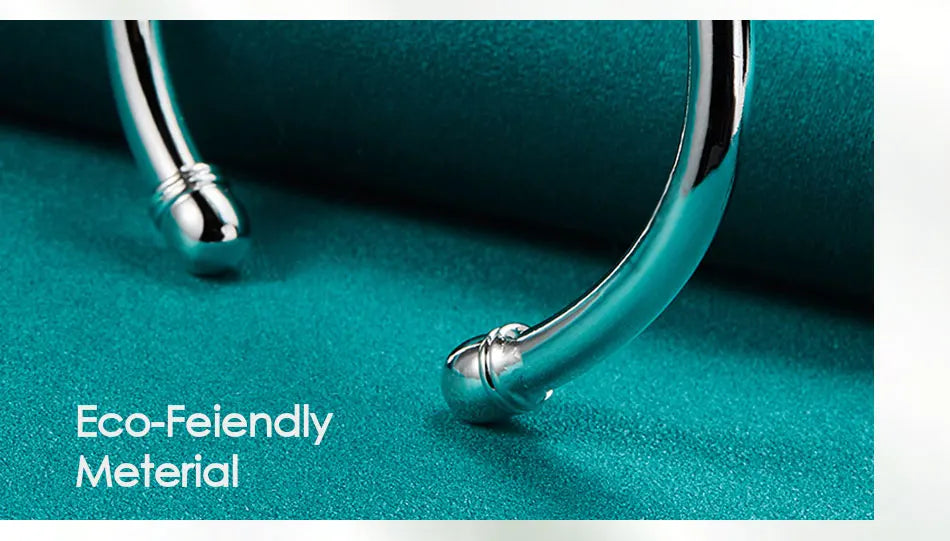 Sterling Silver Double Bead Cuff Bangle Bracelet