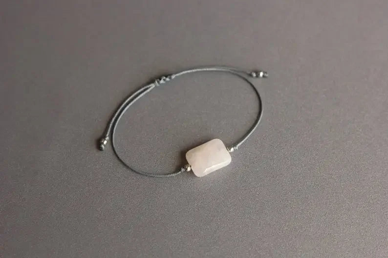 Rectangular faceted rose quartz jewelry bracelet
