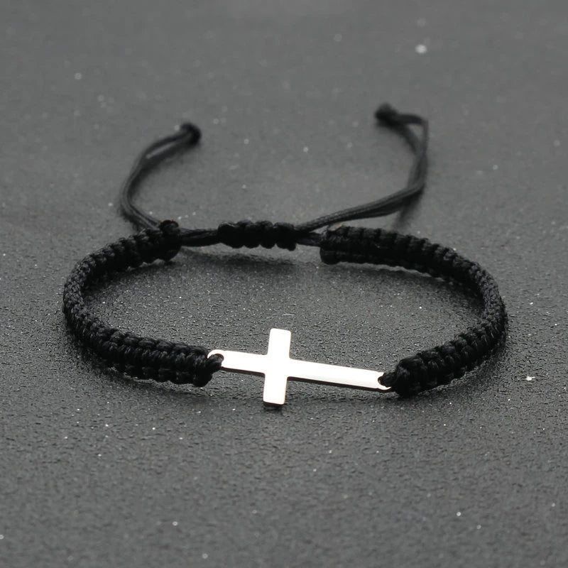 Creative Steel Cross Hand-woven Adjustable Bracelet