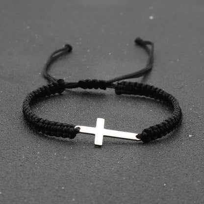 Creative Steel Cross Hand-woven Adjustable Bracelet