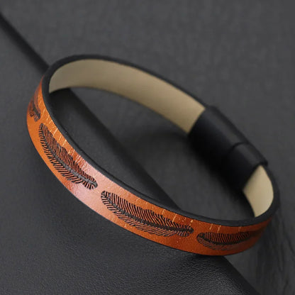 Bangle Detachable Magnet Buckle Leather Bracelet