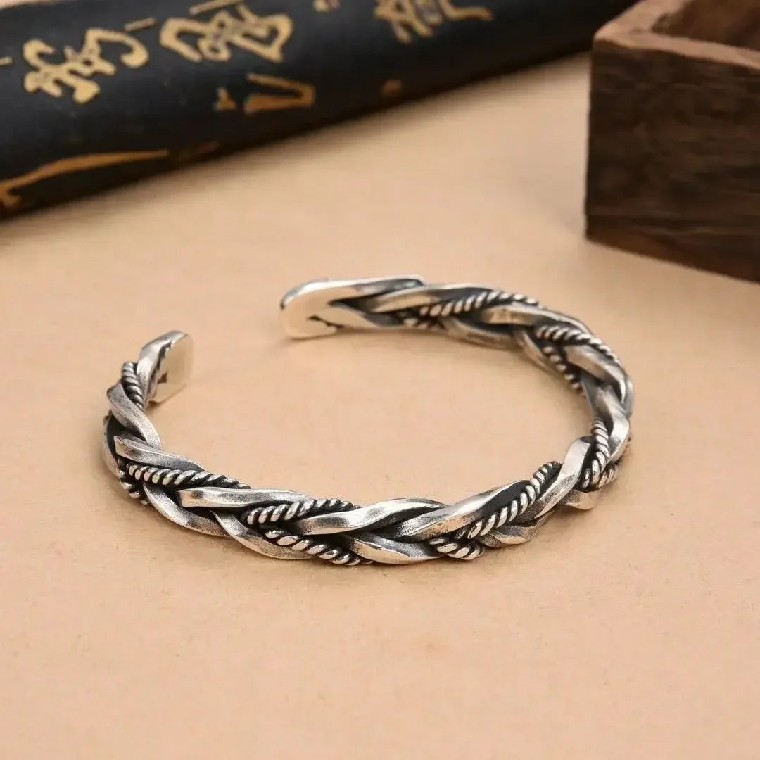 Silver Plated Twisted Twist Cuff Bracelet