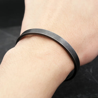 Vintage Black Simple Bracelet For Men Women 316L Stainless Steel Fashion Opening Cuff Bangles Biker Jewelry Gifts Dropshipping
