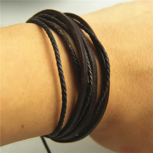 Leather Braided Rope Wristband Bracelets \
