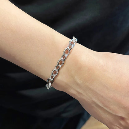 EWYA Full Moissanite Diamond Hook Link Chain Bracelet 1.2mm D Color For Woman Man S925 GRA Certified Couple Bracelets Bangle