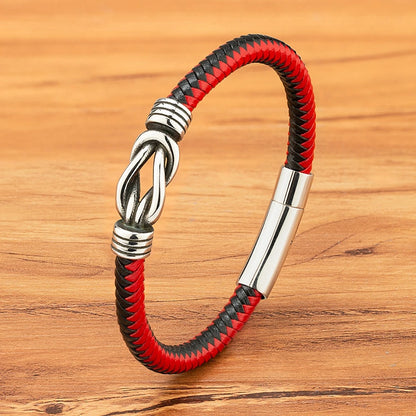 Leather Stainless Steel Irregular Bracelet