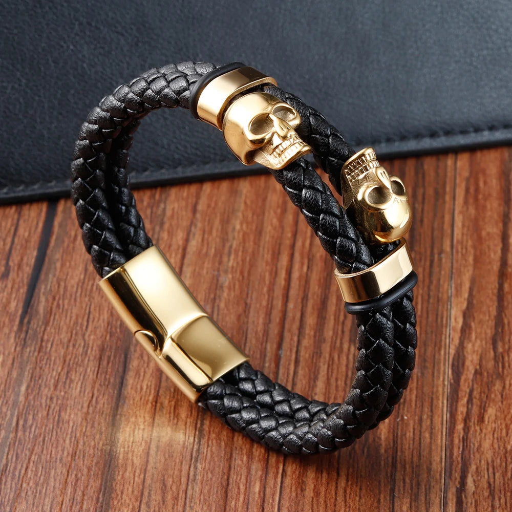 Men Jewelry Black Braided Leather Bracelets