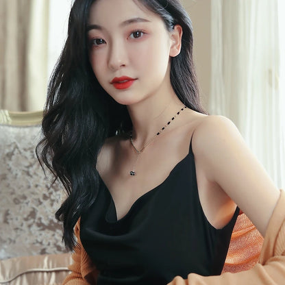 Mysterious Black Crystal Zircon Ball Pendant Necklace