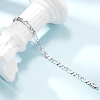 S925 Sterling Silver Bracelet Men Sideways Figaro Jewelry Curb Cuban Bracelets HipHop Style Horse Whip Chain Gift Stock in USA