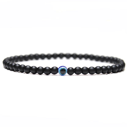 Natural 4mm Stone Beads Evil Eye Bracelet