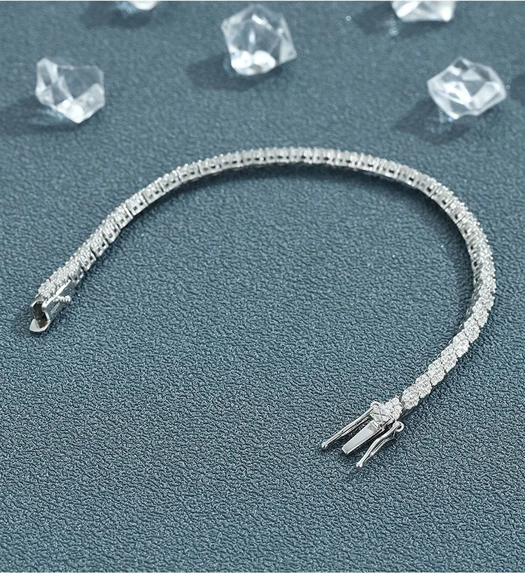 EWYA Full Moissanite Diamond Hook Link Chain Bracelet 1.2mm D Color For Woman Man S925 GRA Certified Couple Bracelets Bangle